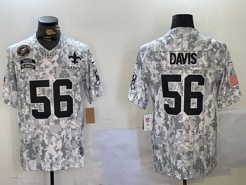 Men New Orleans Saints 56 Davis Nike Arctic Camo 2024 Salute to Service Limited NFL Jersey style 3